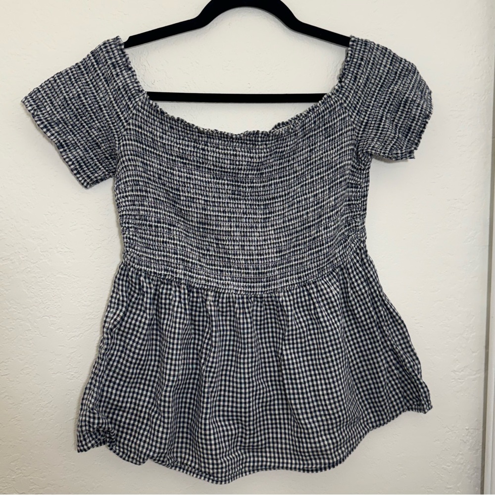 Gingham Smocked Top